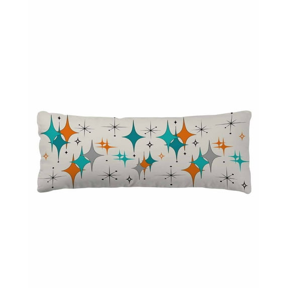 Teal Orange Boho Body Pillow Cover 20 x 54 Inch Decorative Pillow Cover Middle Century Geometric Abstract Lumbar Pillowcase Seasonal Rectangle Cushion Case for Couch Sofa Bed Living Room