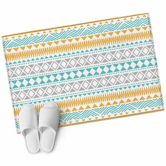 Teal Orange Boho Entryway Rug 2x3 Area Rug Washable Indoor Doormat Small Bathroom Rugs Non-Slip Low Pile Accent Throw Rugs Ethnic Tribe Geometric Floor Carpet for Kitchen Bedroom Entrance