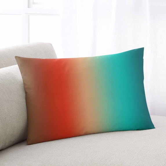 Teal Orange Brown Ombre Throw Pillow Covers, Abstract Modern Art Aesthetics Soft Breathable Pillow Cases with Invisible Zipper for Sleeping, Standard Pillowcases for Couch Bed Sofa Chair 20x26 Inches