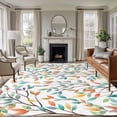 thumbnail image 1 of Teal Orange Eucalyptus Area Rugs 5'x8', Washable Small Throw Rugs for Classroom Bedroom, Weeping Botanical Leaves Indoor Outdoor Rug Non-Slip Low Pile Carpet Runner Reversible Floor Mats, 1 of 8
