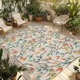thumbnail image 1 of Teal Orange Eucalyptus Outdoor Rug for Patio/Deck/Porch, Non-Slip Large Area Rug 3 x 5 Ft, Spring Botanical Leaves Indoor Outdoor Rugs Washable Area Rugs, Reversible Camping Rug Carpet Runner, 1 of 8