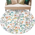 thumbnail image 1 of Teal Orange Eucalyptus Round Area Rugs Collection 7', Weeping Botanical Leaves Non Slip Indoor Circular Throw Runner Rug Floor Mat Carpet for Living Room Dining Table Bedroom Nursery, 1 of 9