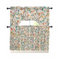 thumbnail image 1 of Teal Orange Eucalyptus Swag Curtains for Living Room/Bedroom Windows, Spring Botanical Leaves Kitchen Curtains and Valances Set 36 Inch Length, Light Filtering Swags Valance Curtain Panels, 1 of 5