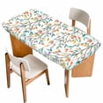 thumbnail image 1 of Teal Orange Eucalyptus Table Cloths for 3 Foot Rectangle Tables, Weeping Botanical Leaves Patio Waterproof Elastic Fitted Tablecloths, Washable Rectangular Table Cover for Camping, 1 of 8