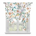 thumbnail image 1 of Teal Orange Eucalyptus Tie Up Curtains 45 Inches Long, Kitchen Window Curtains Over Sink, Weeping Botanical Leaves Small Window Curtains Shade Balloon Curtains Valances for Bedroom/Cafe 34"x45", 1 of 8