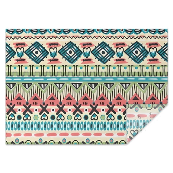 Teal and Orange Geometric Boho Pattern Rectangle Tablecloth 60"x84",Waterproof Polyester Rectangle Table Cloth, Wipeable Spillproof Polyester Tablecloth for Dining, Camping, Indoor and Outdoor