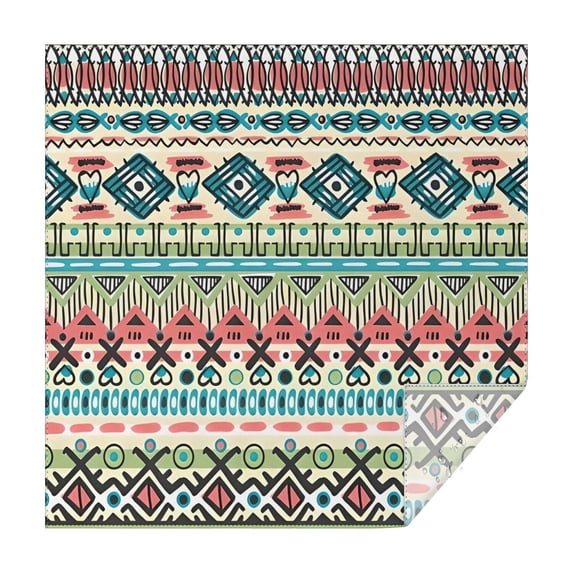 Teal and Orange Geometric Boho Pattern Square Tablecloth,Waterproof Square Table Cover,Wipeable Spillproof Washable Table Cover for Home Kitchen Party Decor 60"x60"(152x152cm)