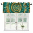 thumbnail image 1 of Teal Orange Kitchen Valances for Windows 60x18 Inch Kitchen Curtains Valances Rod Pocket Ethnic Modern Abstract Geometric Bathroom Window Valances for Window Treatment Decor, 1 of 6