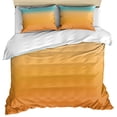 thumbnail image 1 of Teal Orange Ombre Bedding 3 Piece Duvet Cover Set Twin Size, Modern Geometric Striped Abstract Art Soft Microfiber Comforter Cover with Zipper Closure & Pillowcases, FadeResistant Quilt Cover, 1 of 9