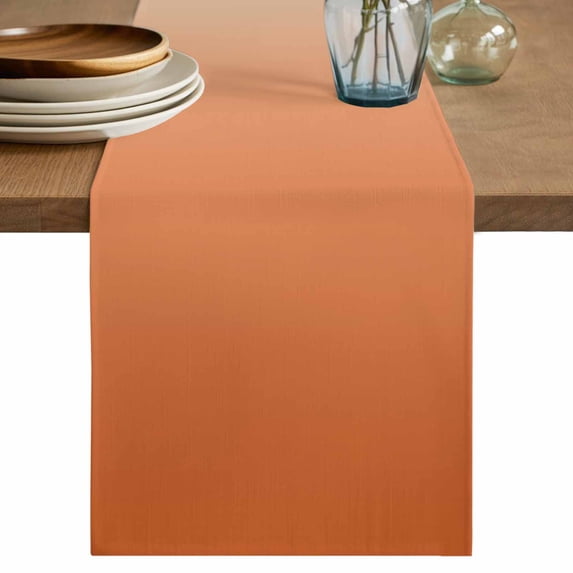 Teal Orange Ombre Table Runner, Contemporary Art Abstract Aesthetics Washable Cotton Linen Table Runners 72 Inches Long, Dresser Scarf Runner for Dining/Coffee/Kitchen/TV Stands/Cabinets 14''x72''