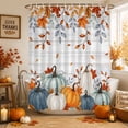 thumbnail image 1 of Teal Orange Pumpkins Fall Shower Curtains for Bathroom, Thanksgiving Leaves Grey Wooden Waterproof Fabric Shower Curtain, Decorative Bathroom Curtain for Bathtub, 72"x84", No Hooks Included, 1 of 9