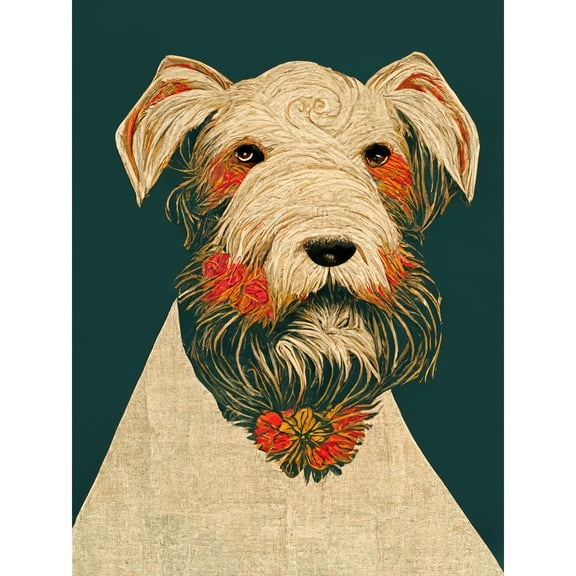 Teal Orange Scottie Dog Flowers William Morris Style Dog Large Wall Art Poster Print Thick Paper 18X24 Inch