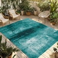 thumbnail image 1 of Teal Outdoor Rug 5x7 Ft - Reversible Patio Rug Outdoor Camping Rugs, Retro Oil Painting Modern Abstract Art Aesthetics Washable Indoor Outdoor Area Rugs, Non-Slip Outdoor Carpet Runner for Deck/Porch, 1 of 8