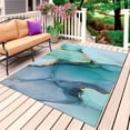 thumbnail image 1 of Teal Outdoor Rug for Patio/Deck/Porch, Non-Slip Large Area Rug 4 x 6 Ft, Ink Painting Abstract Art Modern Marble Indoor Outdoor Rugs Washable Area Rugs, Reversible Camping Rug Carpet Runner, 1 of 8