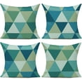 thumbnail image 1 of Teal Outdoor Throw Pillow Covers 18x18 Set of 4 Colorful Fun Aesthetic Mid Century Modern Home Décor Boho Summer Cushion Cases for Patio Furniture Couch Living Room,Geometric, 1 of 5