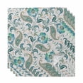 thumbnail image 1 of Teal Paisley Floral Cloth Napkins, Boho Ethnic Tribe Traditional Washable and Reusable Dinner Napkins Set of 4, Table Napkin for Kitchen Party Birthday Wedding Hotel Housewarming 20"x20", 1 of 8