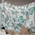thumbnail image 1 of Teal Paisley Floral Large Tapestry for Bedroom Wall Hanging Tapestry, Boho Ethnic Tribe Traditional Ceiling Backdrop Tapestries Poster Blanket Wall Decor for Teens Room Living Room Dorm 100" x 59", 1 of 8