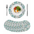 thumbnail image 1 of Teal Paisley Floral Round 13 Inch Placemats Set of 8, Boho Ethnic Tribe Traditional HeatResistant Non Slip Place Mats for Dining Table, Wipeable Braided Kitchen Table Mats for Housewarming, 1 of 9
