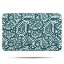 Teal Paisley Pattern Bathroom Rugs Mat,Non Slip Microfiber Bathroom Rug,Rubber Backing,Soft Bathroom Mats for Bathroom Floor,Tub and Shower,17x27in(43x68cm)