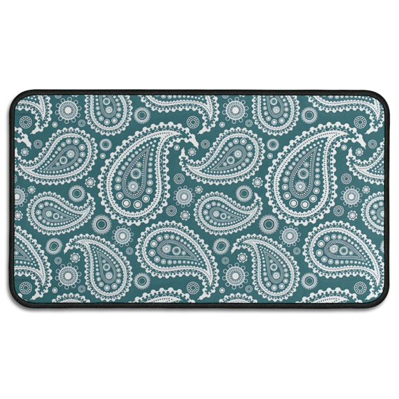 Teal Paisley Pattern Door Rugs,Washable Non Slip Door Mats Indoor,Decorative Door Mats,Entry Mat Indoor for Entrance,Bedroom,Kitchen,Bathroom,30"x17"