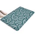 thumbnail image 1 of Teal Paisley Pattern Flannel Non Slip Door Rugs,Washable Door Mats Indoor,Decorative Door Mats,Dirt-Resistant and Absorbent Doormat for Entrance,Bedroom,Kitchen,Bathroom,23.5x16in(60x40cm), 1 of 5