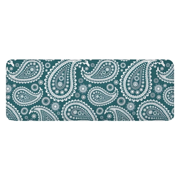 Teal Paisley Pattern Kitchen Rug Mat,Kitchen Runner Rugs Non Skid Washable,Decorative Kitchen Floor Mats for Kitchen,Sink,Laundry,17"x47.2"