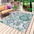 thumbnail image 1 of Teal Paisley Pattern Outdoor Rug for Patio/Deck/Porch, Non-Slip Large Area Rug 3 x 5 Ft, Boho Ethnic Floral Traditional Indoor Outdoor Rugs Washable Area Rugs, Reversible Camping Rug Carpet Runner, 1 of 8