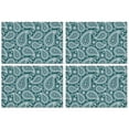 thumbnail image 1 of Teal Paisley Pattern Summer Placemats Table Placemats Set Of 4-Linen Kitchen Washable Placemats Table Mats 11.8"x17.7" Non-Slip Heat Resistant, 1 of 6