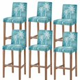 thumbnail image 1 of Teal Palm Tree Bar Stool Covers - Stretch Dining Chair Covers Set of 6, Summer Beach Botanical Coconut Plants Bar Chair Cover Removable Counter Stool Pub Chairs Slipcovers Protectors for Kitchen/Cafe, 1 of 9