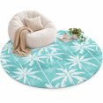 Teal Palm Trees Area Rug 4', Summer Coastal Tropical Country Beach Tree ...