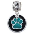 thumbnail image 1 of Teal Paw on Black Disc - Bride Charm Bead, 1 of 1