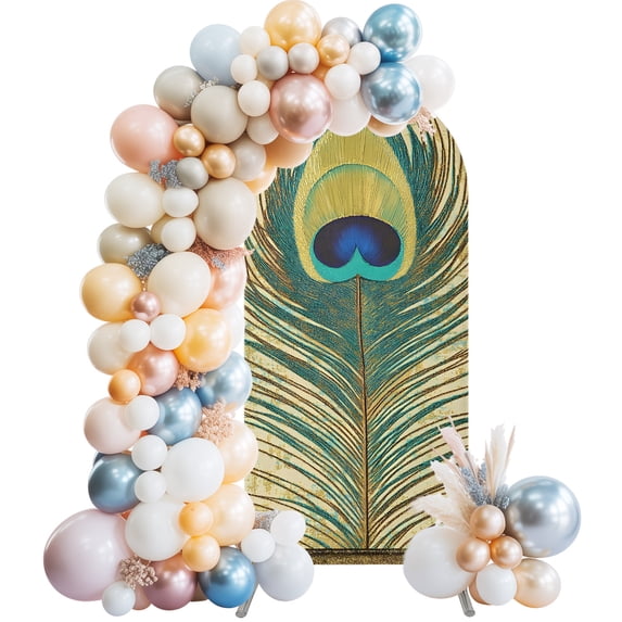 Teal Peacock Feather Arch Backdrop Covers 7.2 FT, Retro Abstract Art ...
