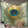 thumbnail image 1 of Teal Peacock Feathers Small Tapestry for Bedroom Wall Hanging Tapestry, Retro Abstract Art Watercolor Ceiling Backdrop Tapestries Poster Blanket Wall Decor for Teens Room Living Room Dorm 23" x 28", 1 of 8