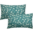 thumbnail image 1 of Teal Pillow Covers 12x20 Set of 2 Vintage Floral Rustic Old Style Cute Flower Print Rectangle Decorative Outdoor Pillowcases Seasonal Farmhouse Throw Cushion Case Couch Sofa Bed Decor, 1 of 6
