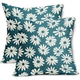 thumbnail image 1 of Teal Pillow Covers 16X16 Inch White Floral Daisy Geometry Decorative Couch Pillow Cases Spring Summer Flower Decorative Throw Pillows Set of 2 Rustic Home Decor for Room Couch Porch Patio, 1 of 1