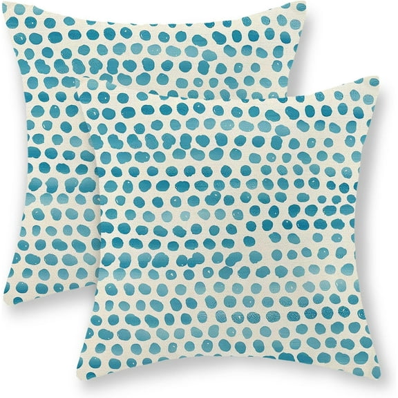 Teal Pillow Covers 18x18 Inch Set of 2 Aqua Polka Dot Outdoor Decor Throw Pillows for Couch Modern Boho Design Watercolor Aesthetic Decorative Cushion Cases for Home Sofa Bed Decorations