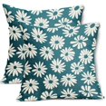 thumbnail image 1 of Teal Pillow Covers 20X20 Inch White Floral Daisy Geometry Decorative Couch Pillow Cases Spring Summer Flower Decorative Throw Pillows Set of 2 Rustic Home Decor for Room Couch Porch Patio, 1 of 6