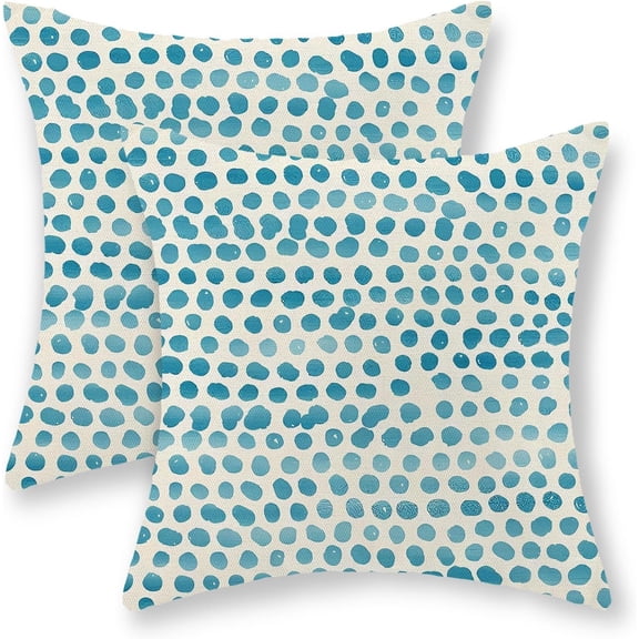 Teal Pillow Covers 22x22 Inch Set of 2 Aqua Polka Dot Outdoor Decor Throw Pillows for Couch Modern Boho Design Watercolor Aesthetic Decorative Cushion Cases for Home Sofa Bed Decorations