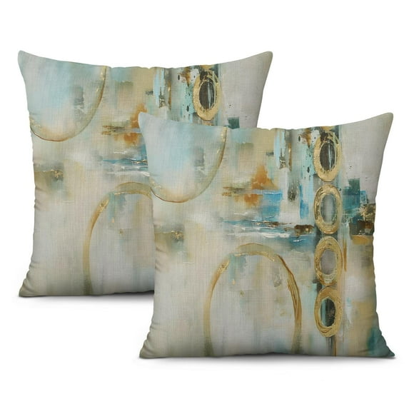 Teal Pillow Covers with Abstract Art Design - Gives Sophisticated Touch to Any Room
