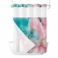 thumbnail image 1 of Teal Pink No Hook Shower Curtain Waterproof, Bathroom Curtains with Snap in Liners and See Through Top Window, Modern Marble Art Ink Painting Abstract Hotel Style Bathtub Curtains Shower 48"Wx72"L, 1 of 8
