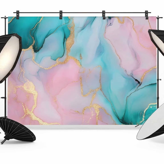 Teal Pink Marble Backdrop for Photography,Fabric Photo Background Backdrop,Abstract Ink Painting Modern Luxury Photo Booth Background for Portrait Photoshoot Video Wedding Decoration Banner 7x5ft
