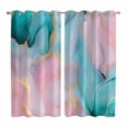 thumbnail image 1 of Teal Pink Marble Kitchen Curtains 84 Inch Length, Abstract Ink Painting Modern Luxury Grommet Top Bedroom Living Room Curtains, Light Filtering Cafe Curtain Drapes 2 Panels Set 104''x84'', 1 of 9