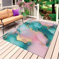 thumbnail image 1 of Teal Pink Marble Outdoor Rug for Patio/Deck/Porch, Non-Slip Large Area Rug 5 x 8 Ft, Modern Art Abstract Ink Painting Indoor Outdoor Rugs Washable Area Rugs, Reversible Camping Rug Carpet Runner, 1 of 8