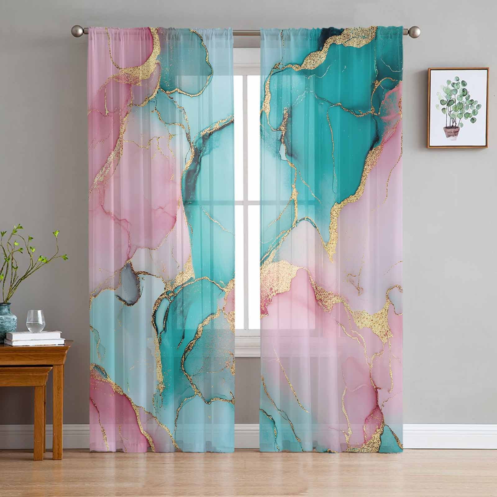 Teal And Pink Curtainsnull