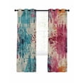 thumbnail image 1 of Teal Pink Orange Blackout Curtains 63 Inches Long for Bedroom, Boho Vintage Abstract Splashing Art Thermal Insulated Room Darkening Black Out Window Curtain Panels Grommet Drapes for Living Room, 1 of 7