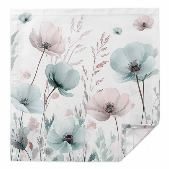 Teal Pink Spring Floral Cloth Napkins Washable Set of 1, Summer Botanical Watercolor Reusable Dinner Table Napkins Cloth Bulk for Weddings Kitchen Restaurants Hotel Events Parties 20 x 20 Inch
