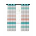 thumbnail image 1 of Teal Pink Striped Blackout Curtains, Light Blocking Print Window Curtains, Farmhouse Stripes Simple Art Thermal Insulated Window Drapes for Living Room Kitchen Cafe 2 Panels, 84"W x 84"L, 1 of 9