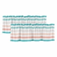 thumbnail image 1 of Teal Pink Striped Valances for Windows, Decorative Rod Pocket Window Valance Curtains, Farmhouse Stripes Simple Art Short Curtain Drapes for Kitchen/Bathroom/Living Room, 2 Panels, 54" W x 18" L, 1 of 8