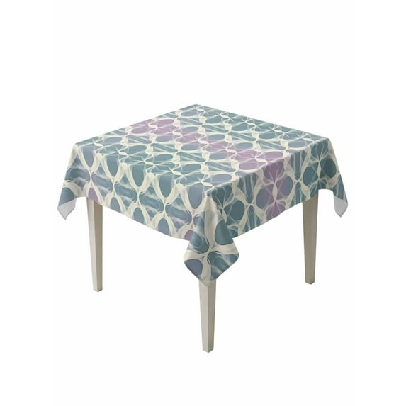 Teal Pink Table Cloth, Modern Abstract Geometric Waterproof Tablecloth for Square Tables, Reusable Washable Fabric Table Cover for Restaurant Kitchen Dining Tables 54"x54"
