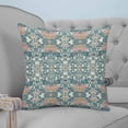 thumbnail image 1 of Teal Pink Throw Pillow Covers, Soft Pillowcases with Invisible Zipper, Vintage Floral Watercolor Boho Ethnic Decorative Square Pillow Cushion Covers for Living Room Couch Sofa Bed 26x26 Inches, 1 of 8
